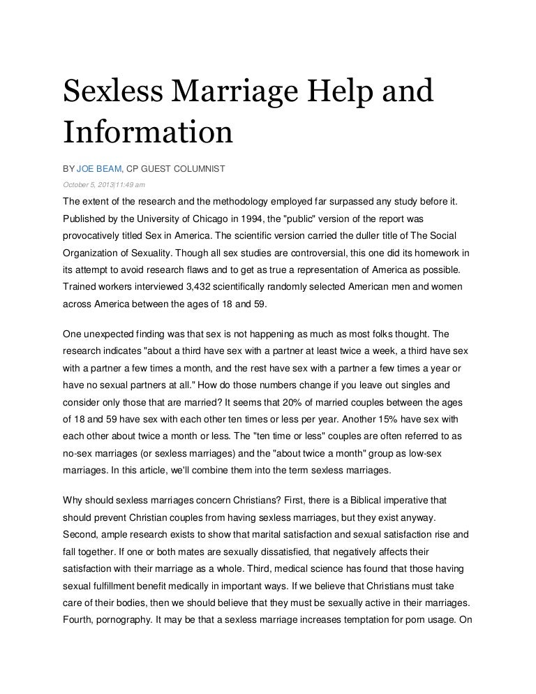How many sexless marriages end in divorce